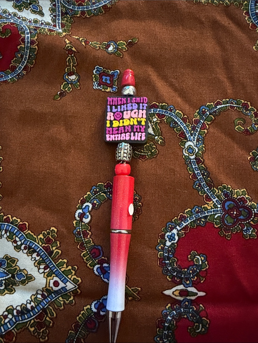 Red Gradient Decorative Pen with Motivational Charm 2/$10